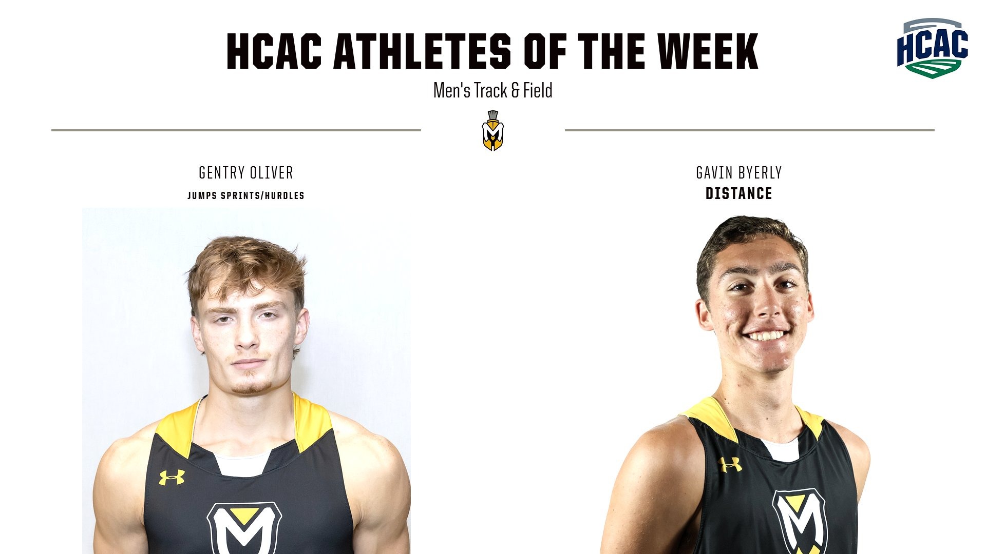 Byerly, Oliver Named HCAC Athletes of the Week