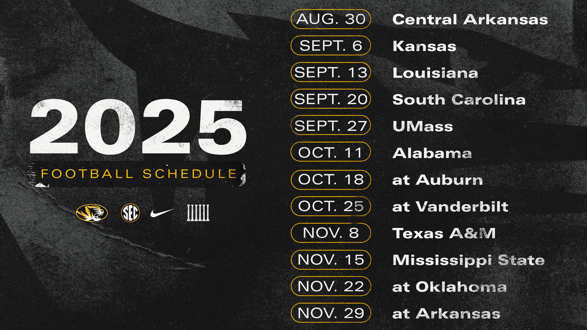 2023 Football Schedule University of Missouri Athletics