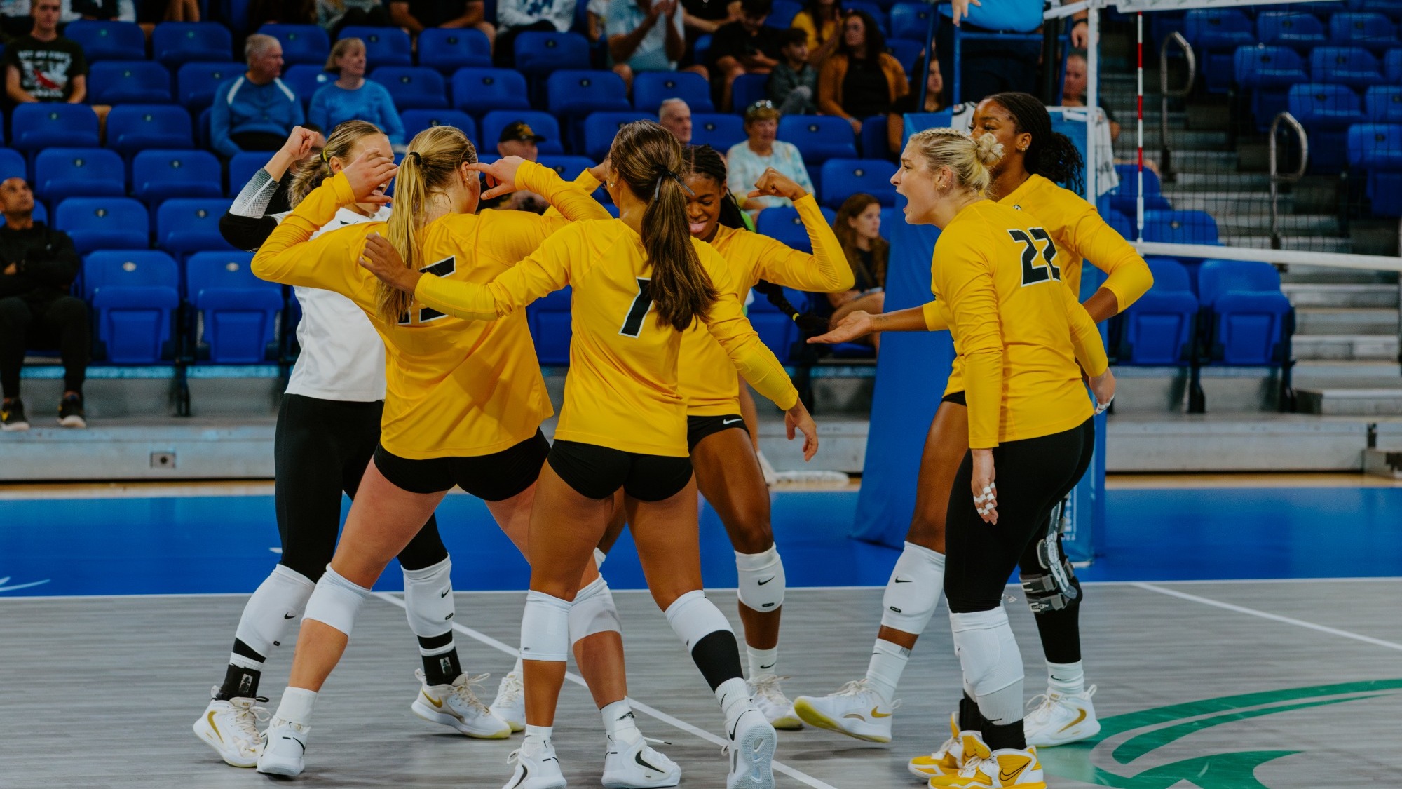 Mizzou Volleyball Celebrating a point versus James Madison
