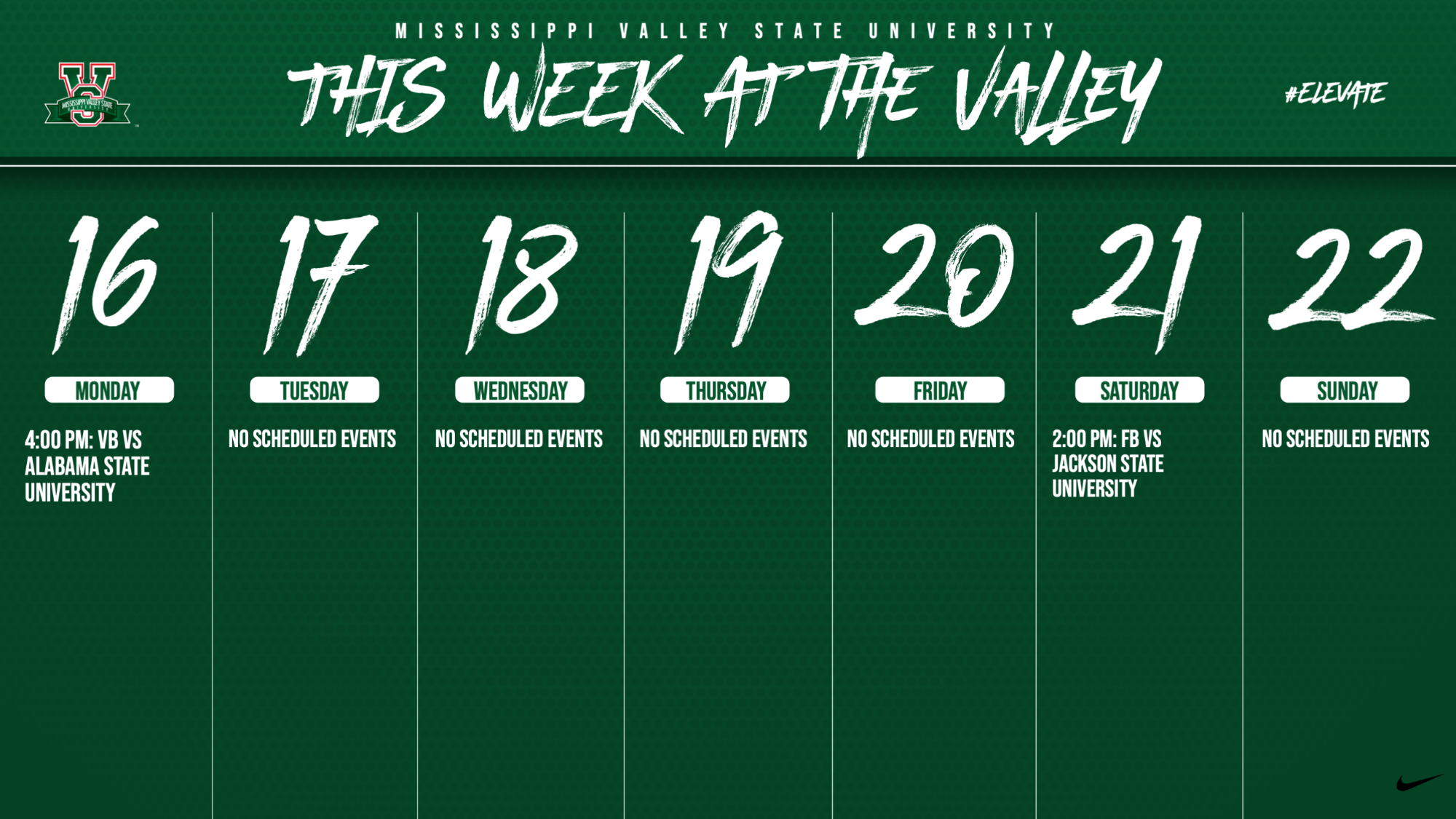 This Week in Athletics Mississippi Valley State University Athletics