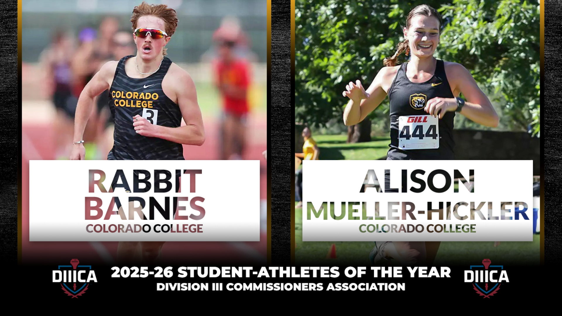 D3CA Student-Athletes of the Year Rabbit Barnes and Alison Mueller-Hickler from Colorado College