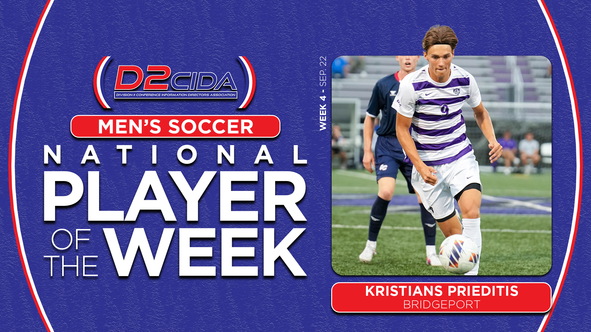 D2CIDA Mens Soccer Player of the Week Sept. 22