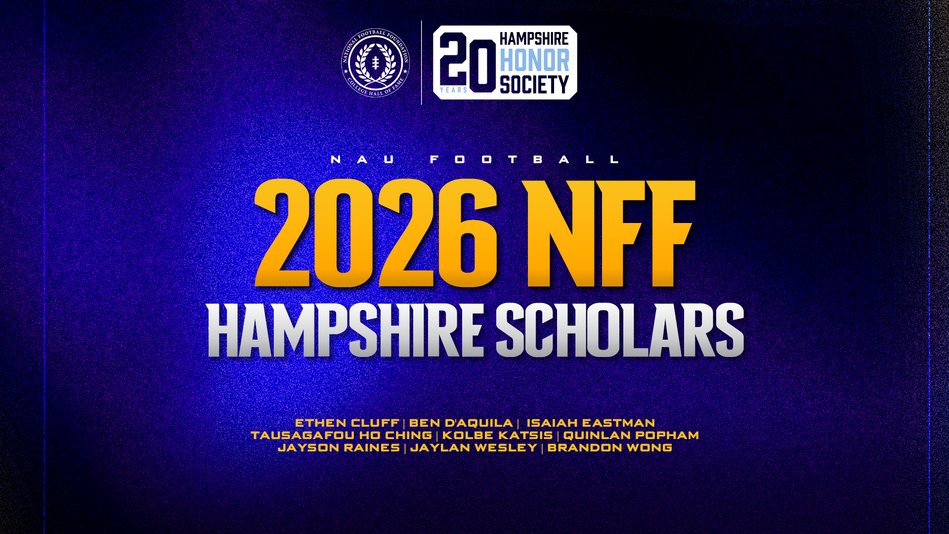 NAU Football 2026 NFF Hampshire Honor Society