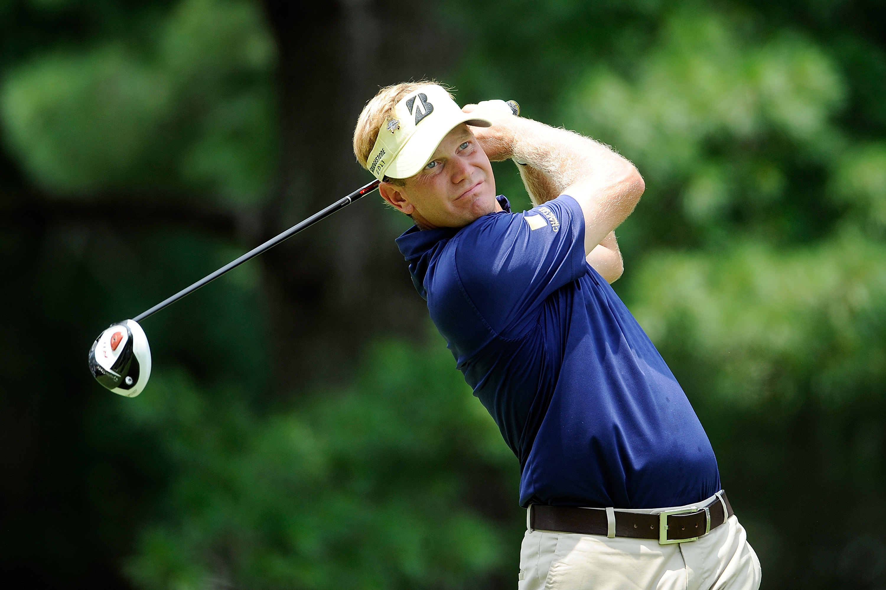 BETHESDA, MD - JULY 01:  Billy Hurley III hits his tee shot on the third hole during the Final Round of the AT&T National at Congressional Country Club on July 1, 2012 in Bethesda, Maryland.  (Photo by Patrick McDermott/Getty Images)