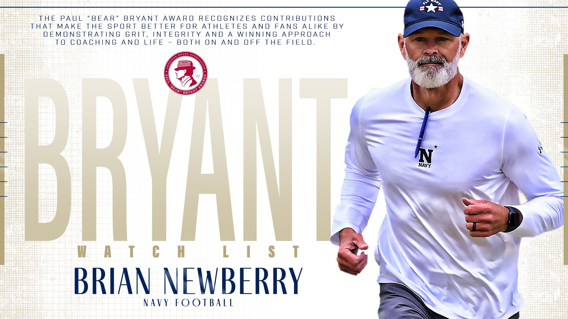 Navy Head Football Coach Brian Newberry Named to the Bobby Dodd Coach