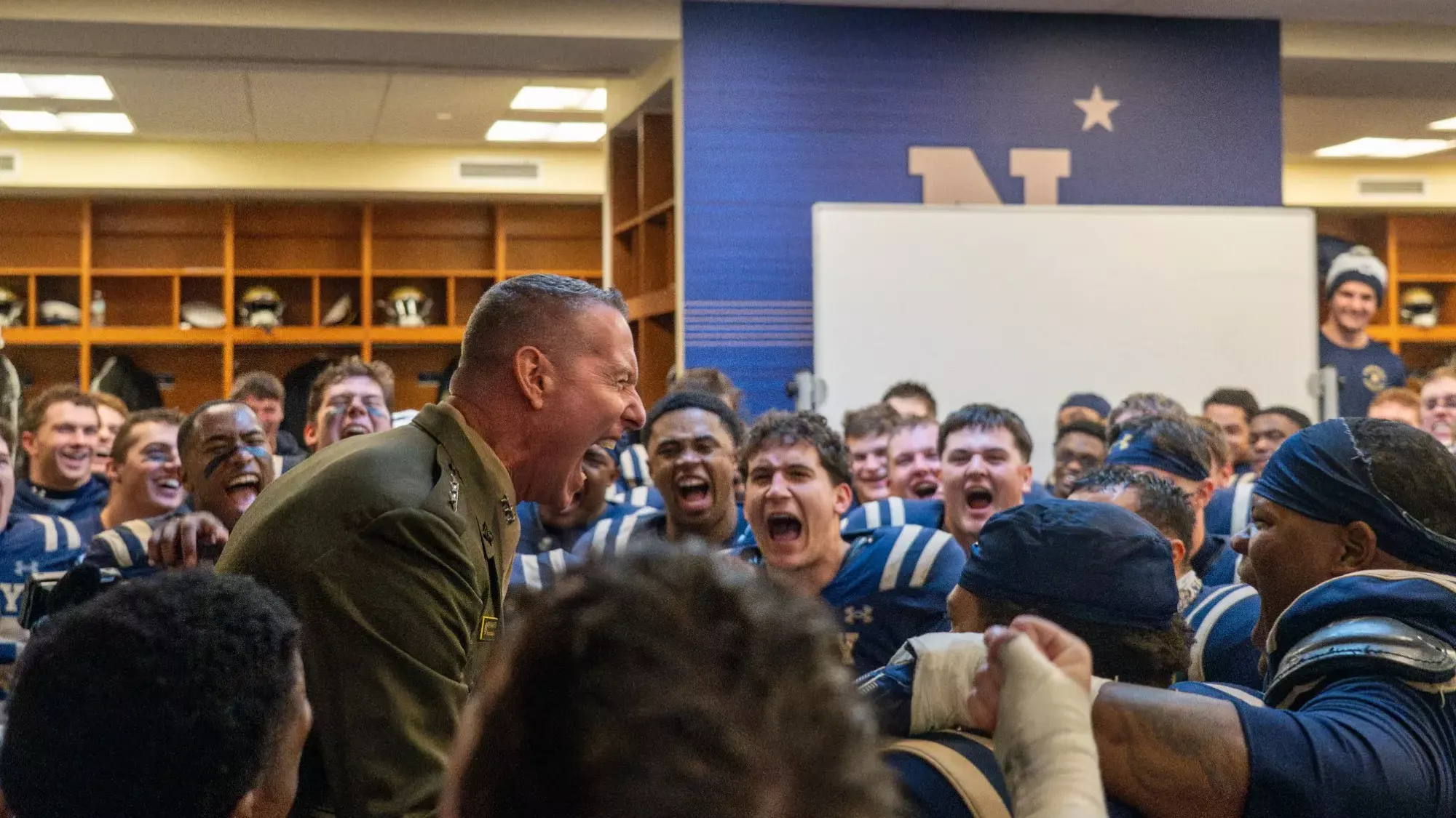 Postgame Navy Team Locker Room Superintendent