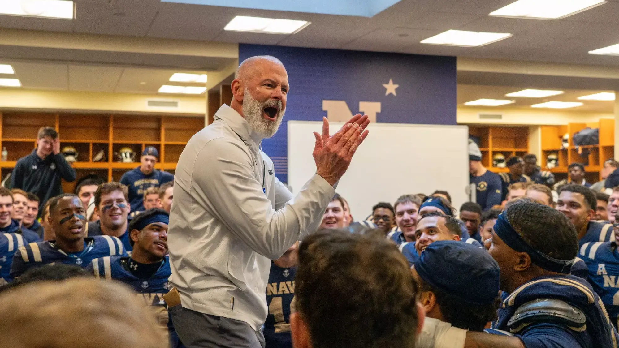 Brian Newberry Postgame Navy Team Locker Room