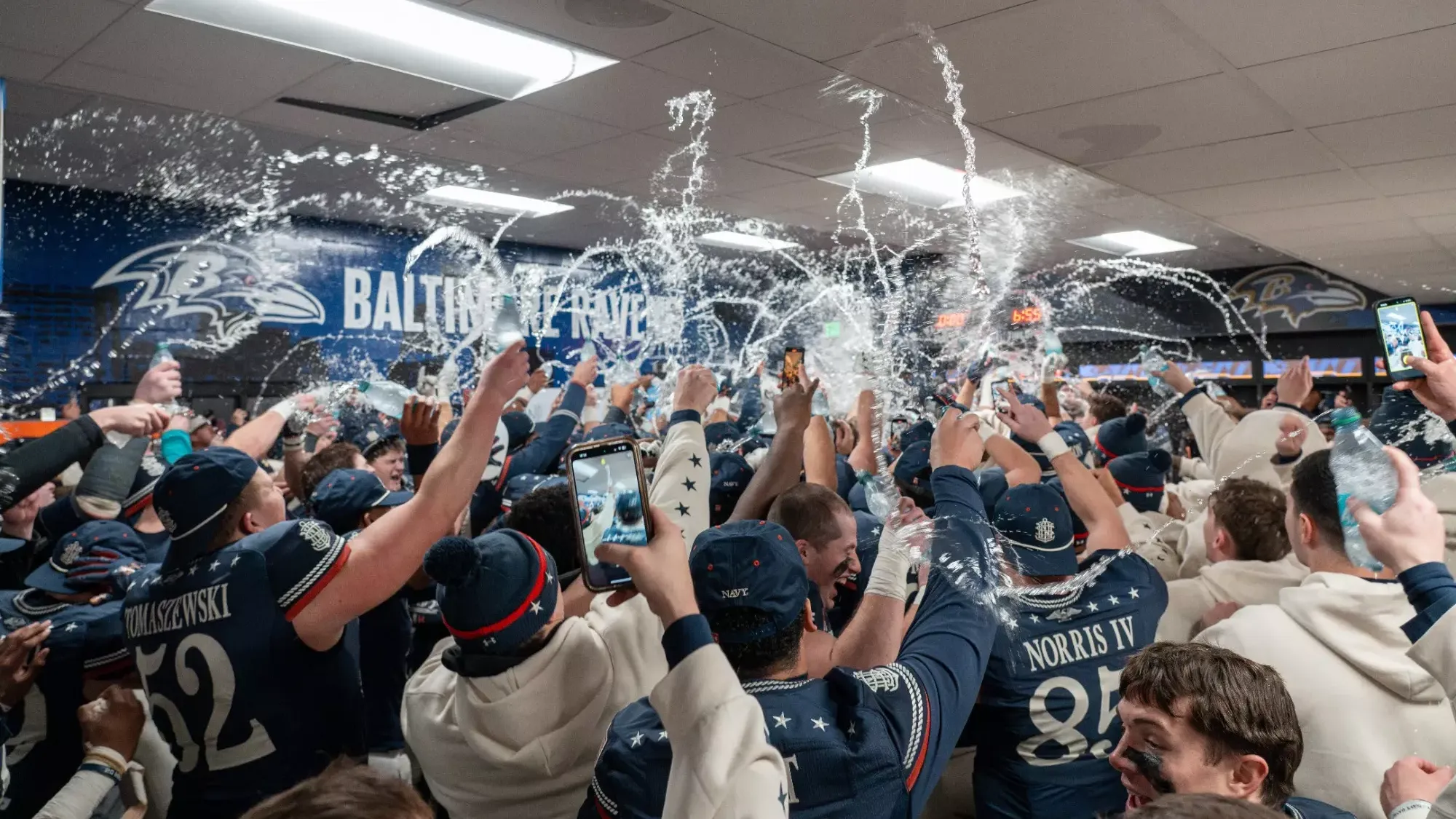 Postgame Locker Room Celebration Navy Team