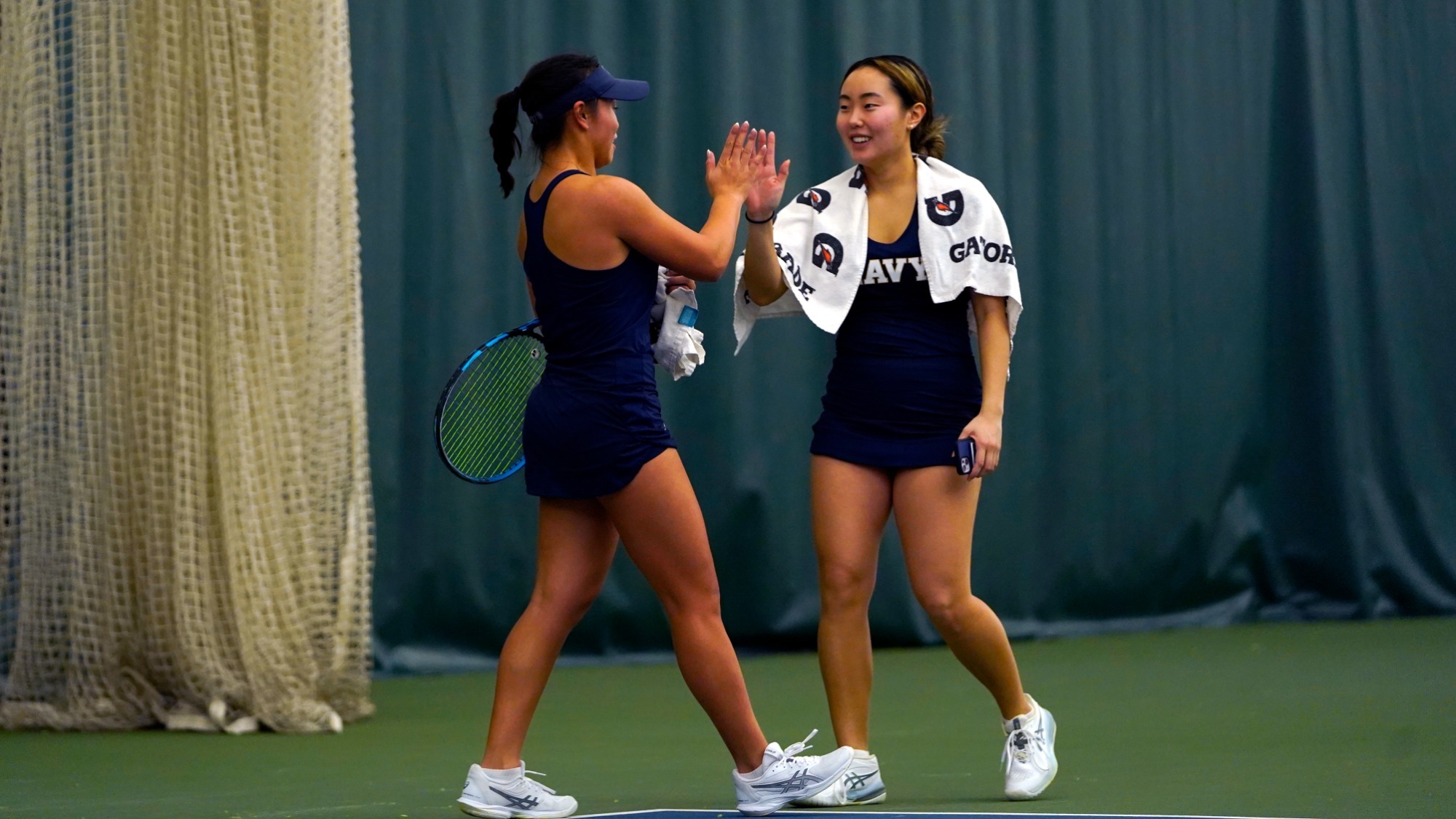 Jina Cha and Olivia Fermo vs. St. Bonaventure on Jan. 17, 2026