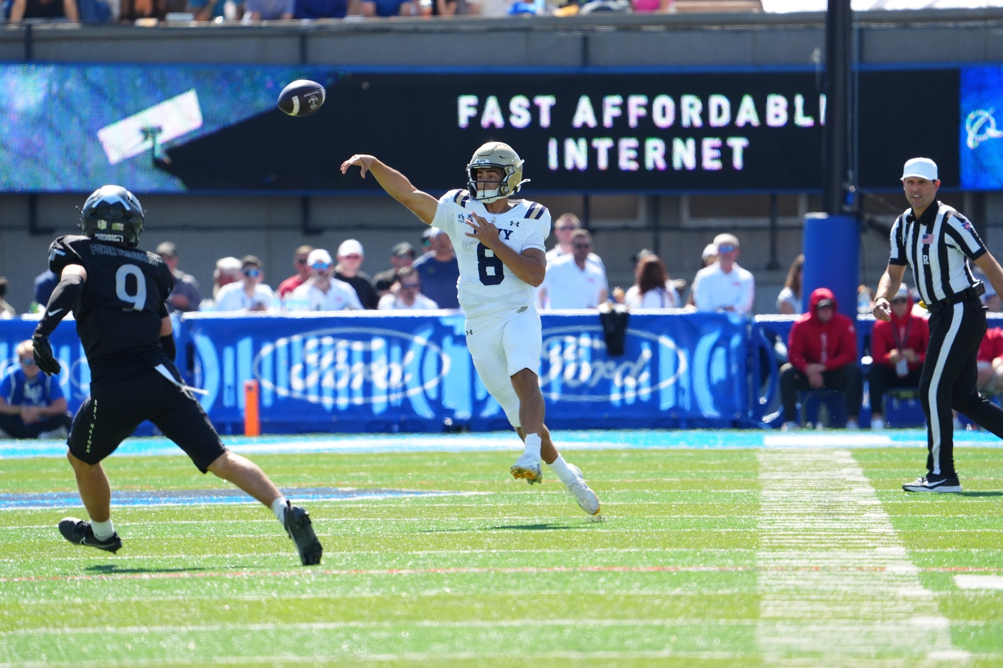 Jackson Gutierrez throws a pass against Air Force