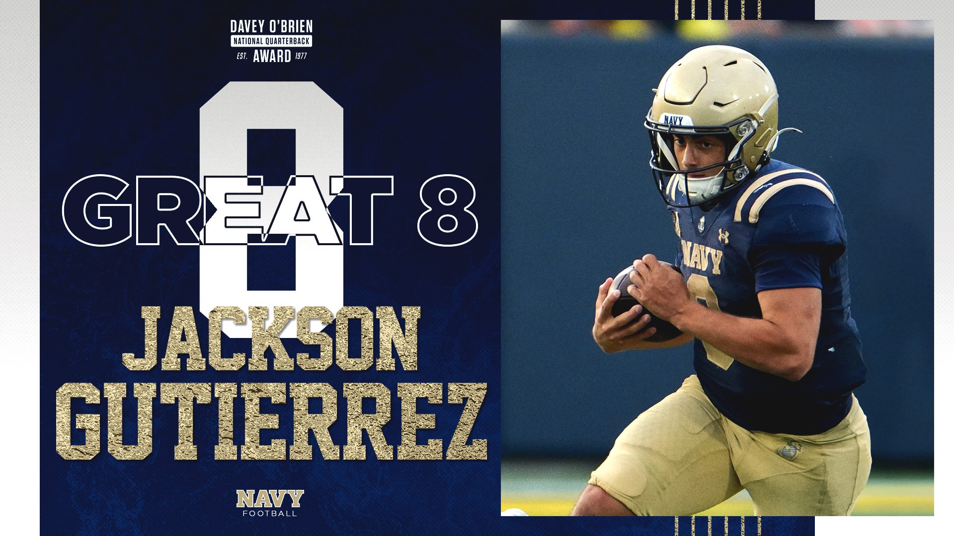 Jackson Gutierrez graphic on him being named to the Davey O'Brien Great 8