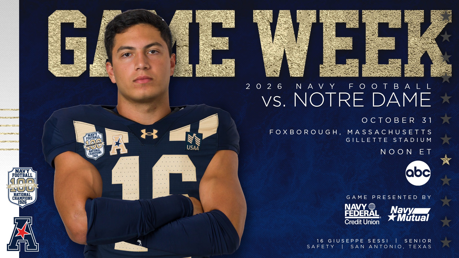 26FB 1031 Game Week Graphic featuring Giuseppe Sessi