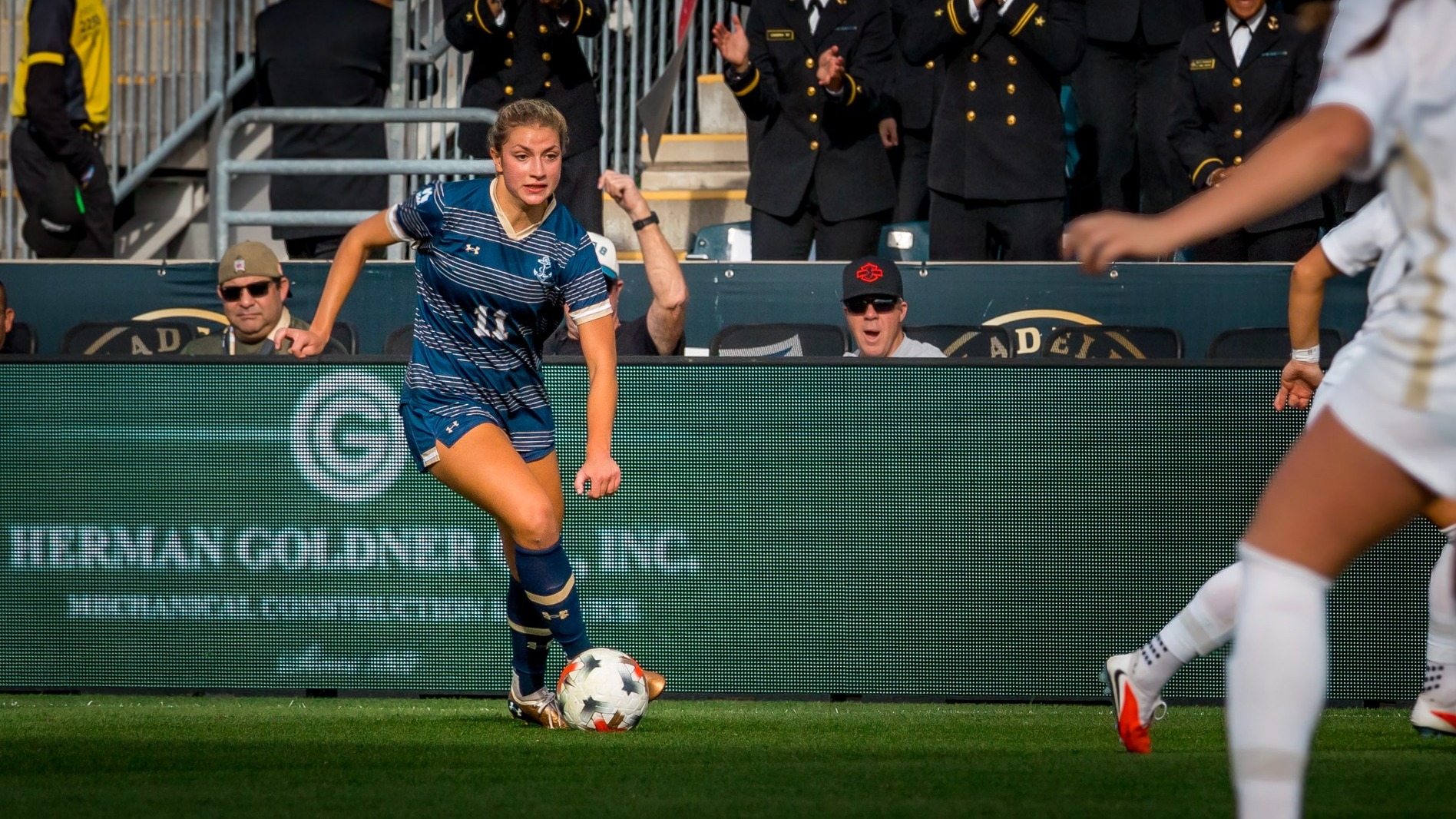 Katia Katsari-Hoefer dribbles versus Army on Oct. 9 at Subaru Park