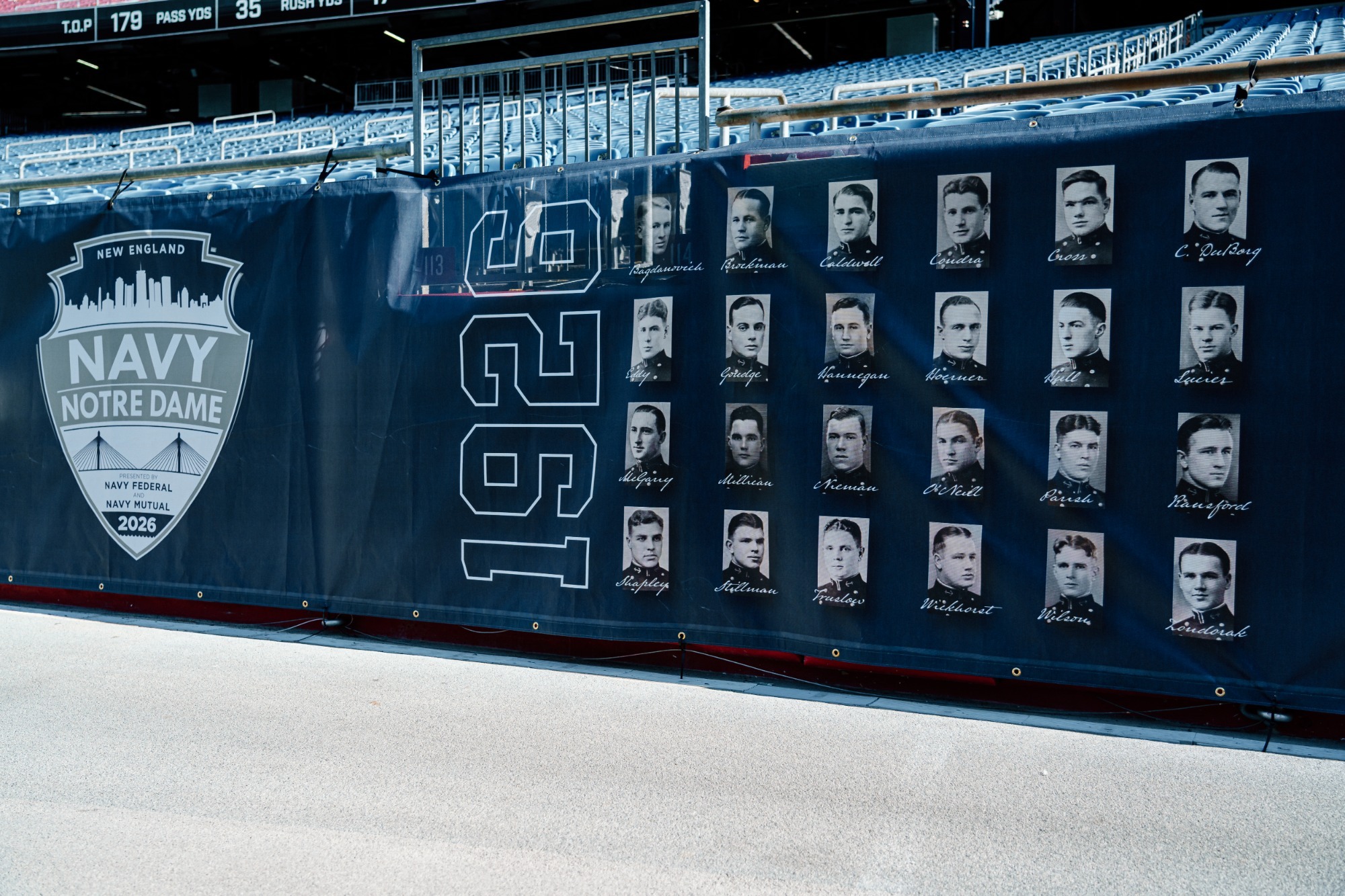 Field Wall Artwork at Gillette Stadium celebrating Navy's 1926 National Champions
