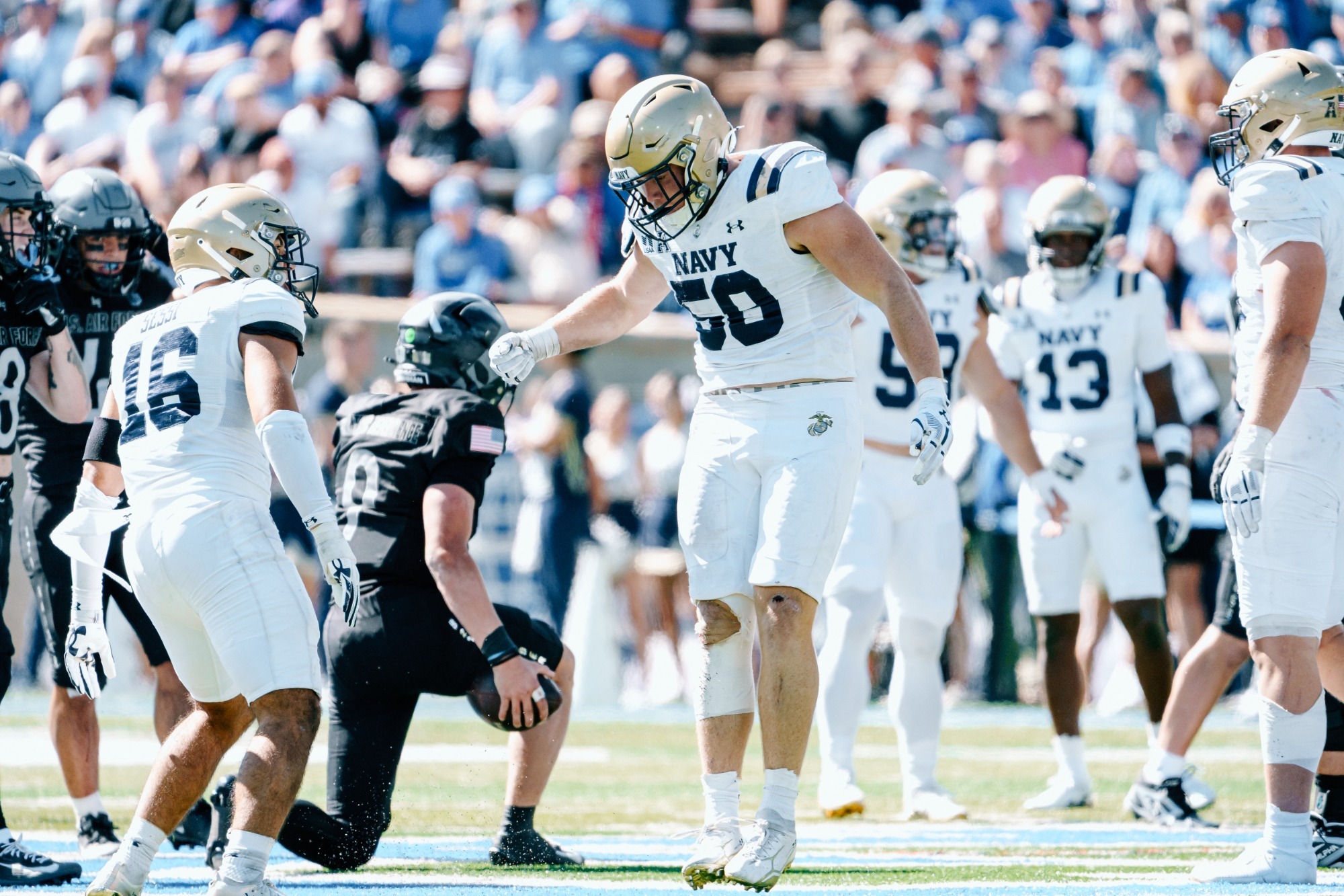 Coleman Cauley celebrates a tackle against Air Force
