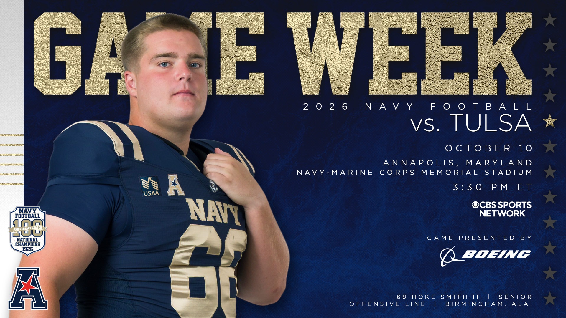 2026 FB 10-10 Game Week Graphic featuring Hoke Smith II