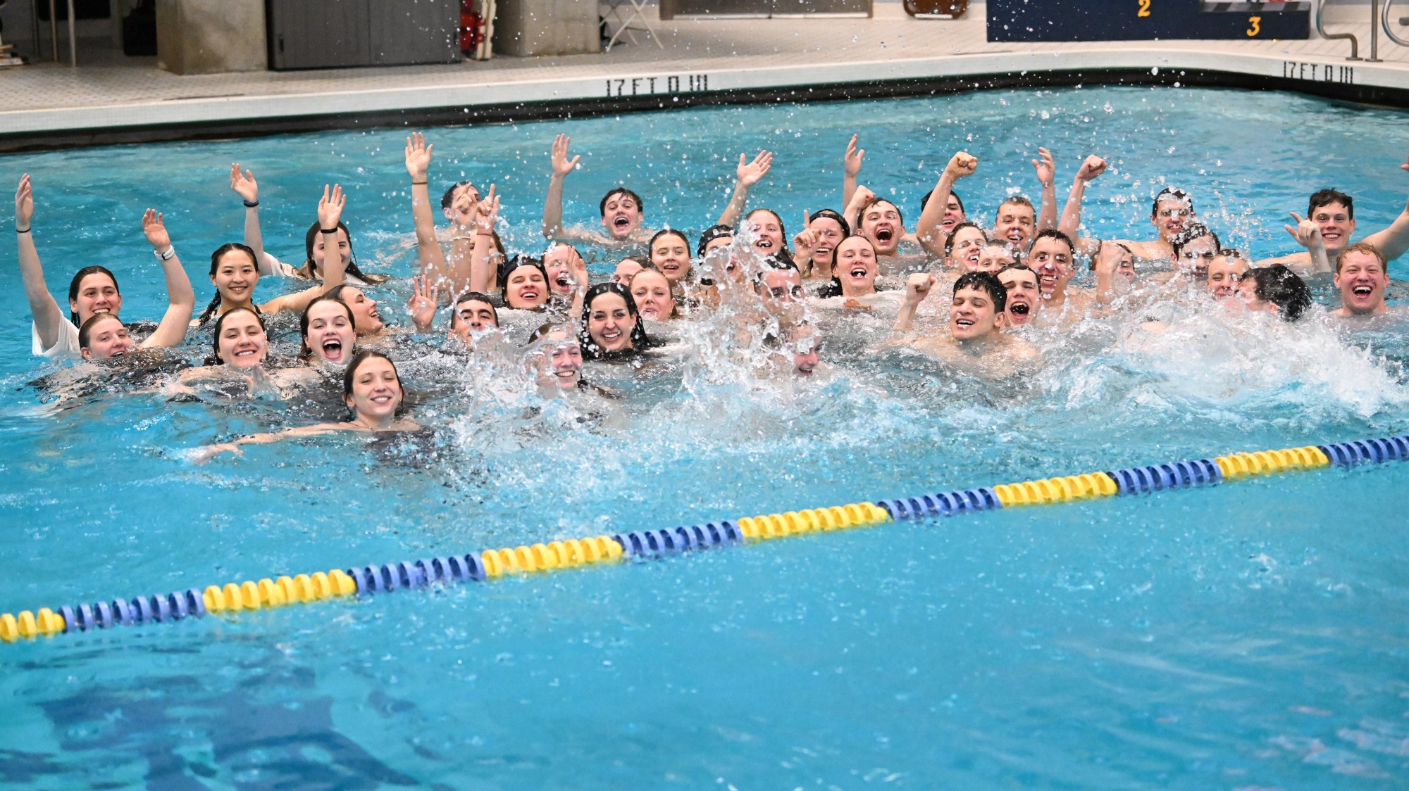 2026 swimming and diving team celebration