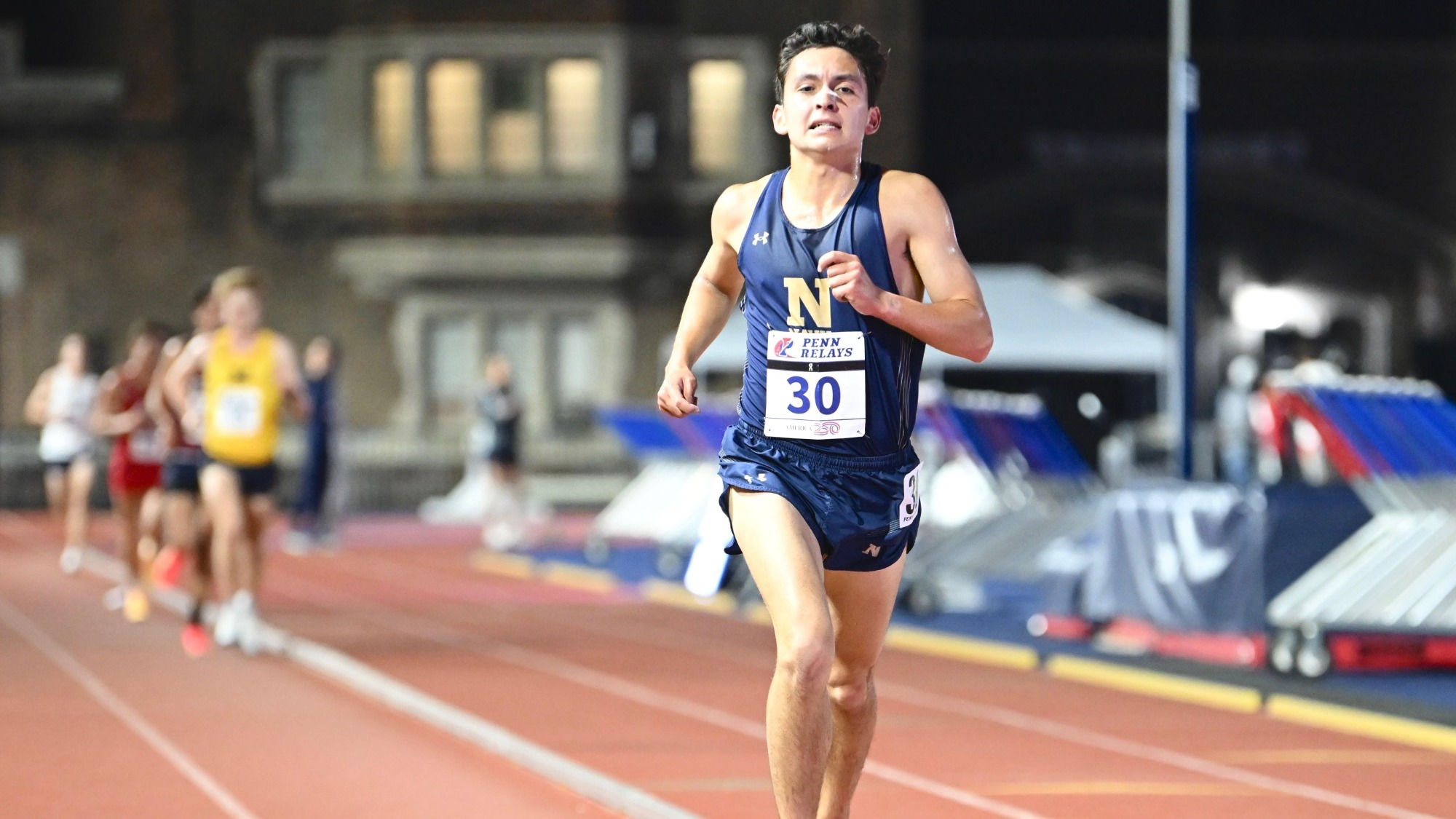 Justin Mumford winning the 10,000 meter at the 2026 Penn Relays