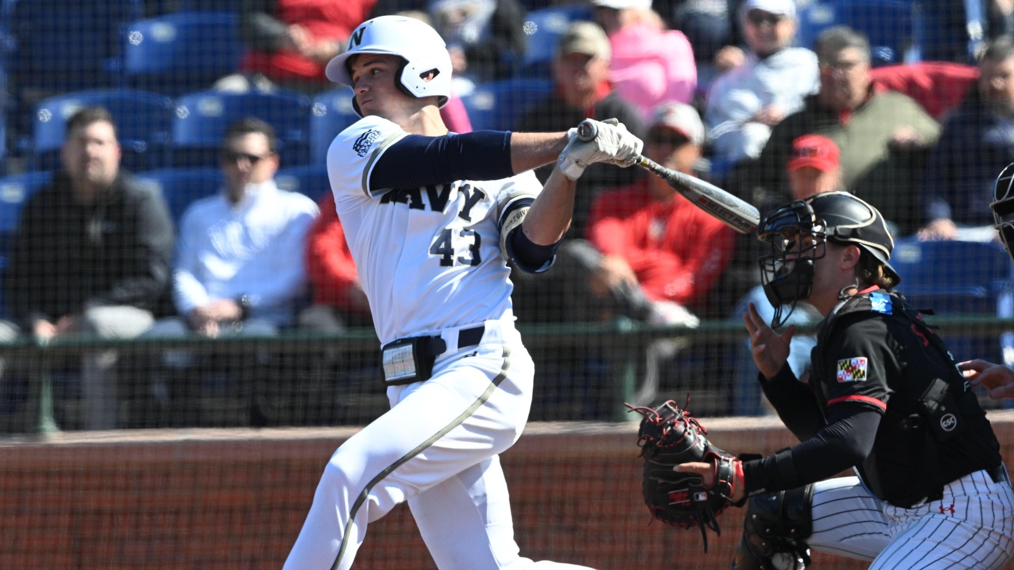Navy baseball freshman Jake Hooten against Maryland on April 6, 2026