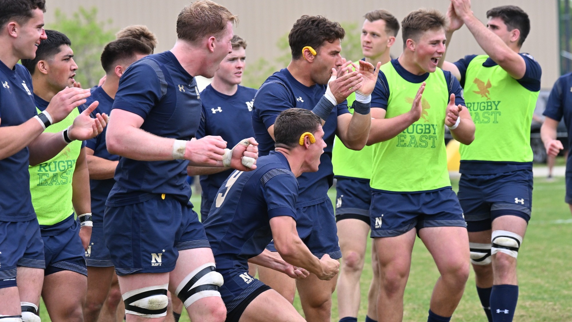 Men's Rugby Bench Celebration against Life