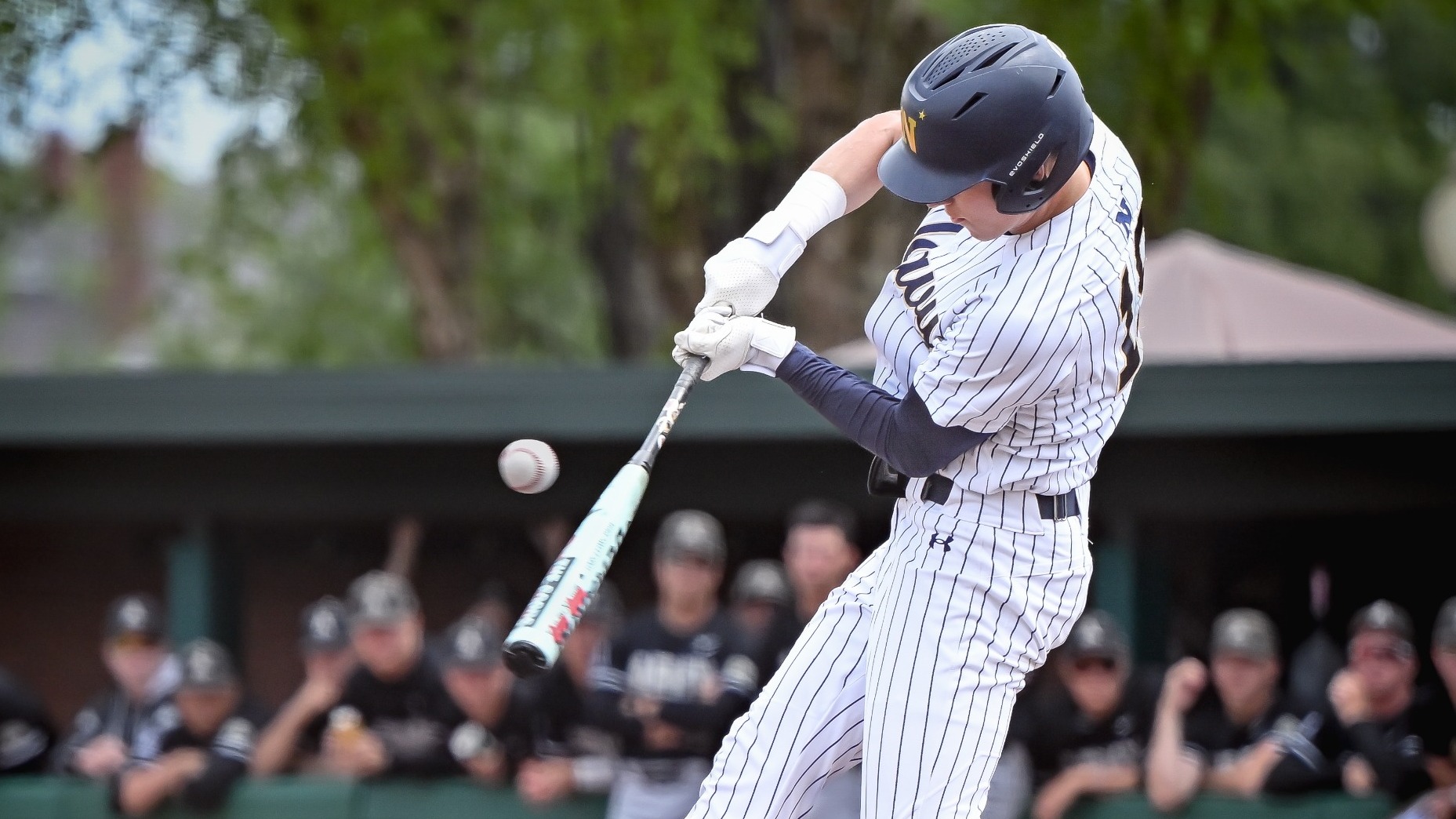 Navy baseball sophomore Tyler Cripe hitting against Army on May 2, 2026 in Annapolis, Md.