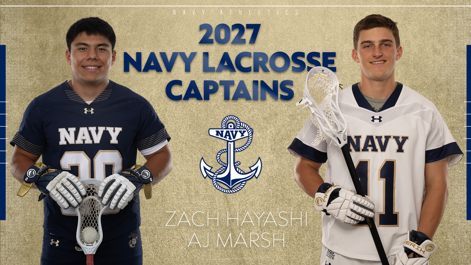 2027 Navy Men's Lacrosse Captains Zach Hayashi and AJ Marsh