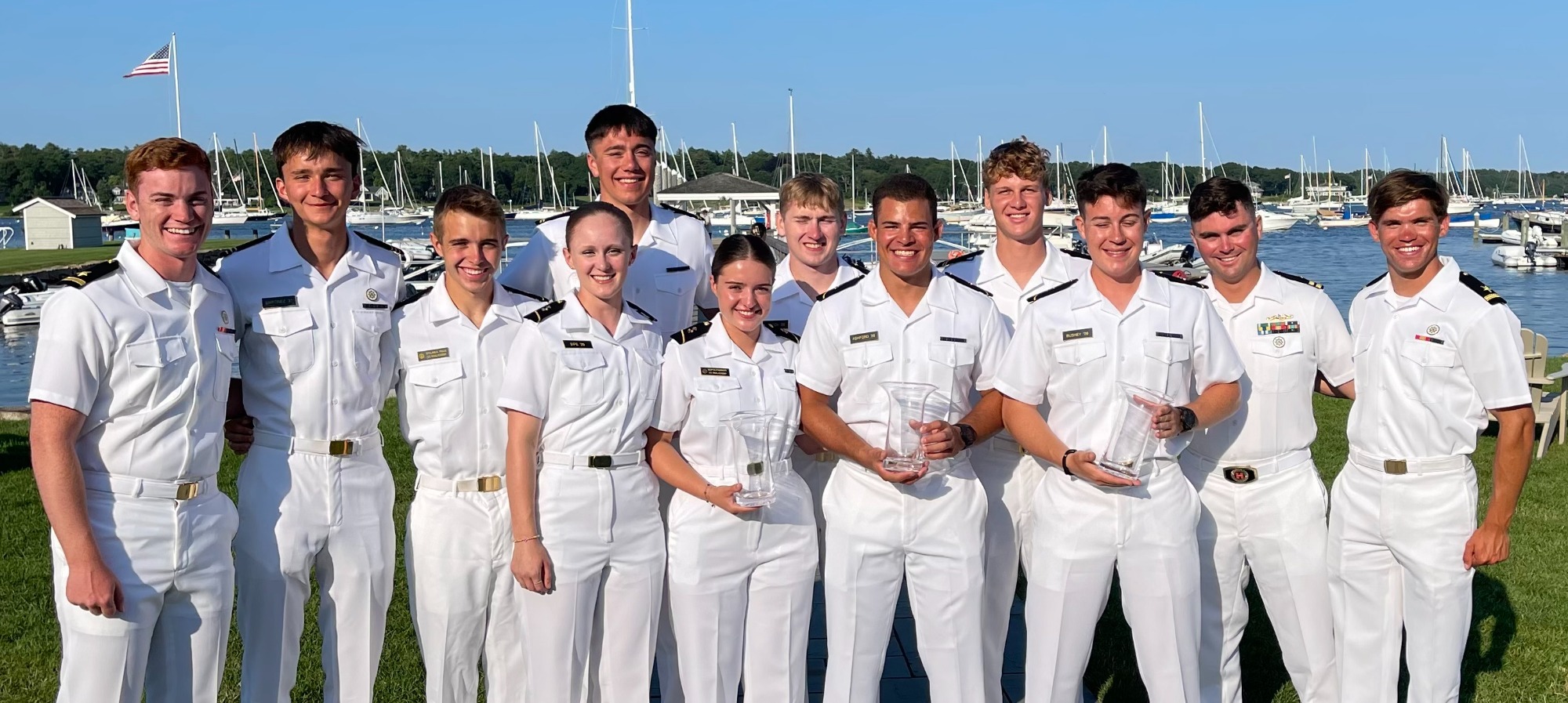 Navy Offshore Sailing's winning crew at the 2026 Salty 100 in Buzzards Bay, Mass.
