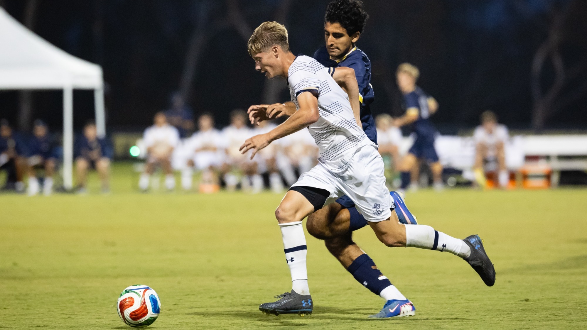 20 August 2026: UC San Diego men’s soccer hosts Navy at Triton Soccer Stadium. (Credit: Derrick Tuskan/UC San Diego)