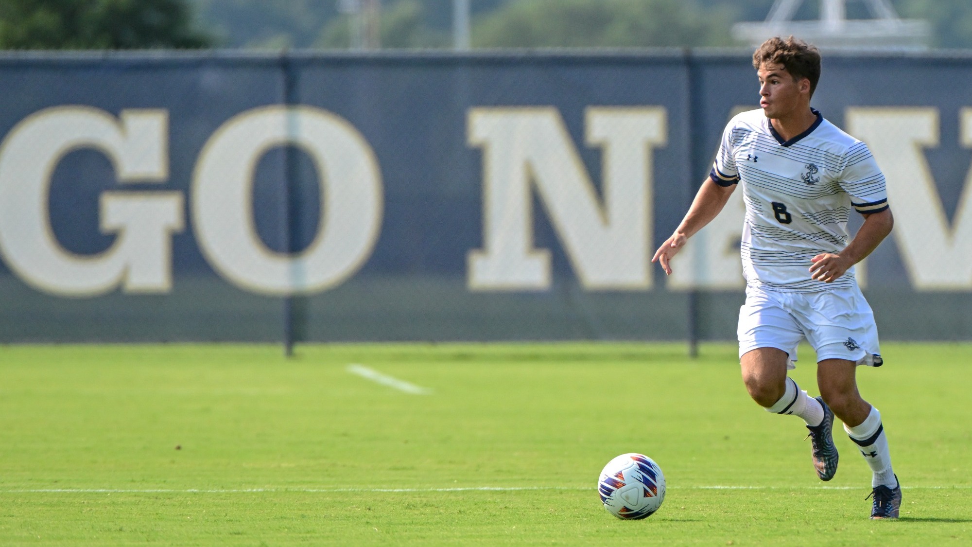 Navy men's soccer sophomore midfielder Luke Parker vs. La Salle on Aug. 15 in Annapolis, Md.