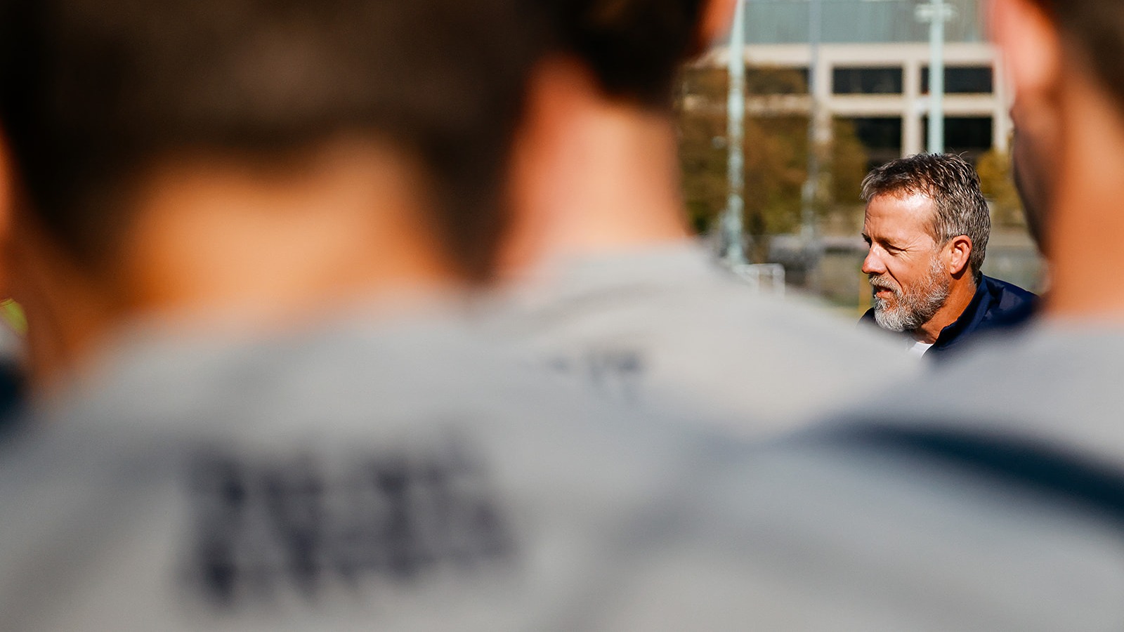 Navy men's soccer head coach John Hackworth at the team's 2026 Alumni Game in April
