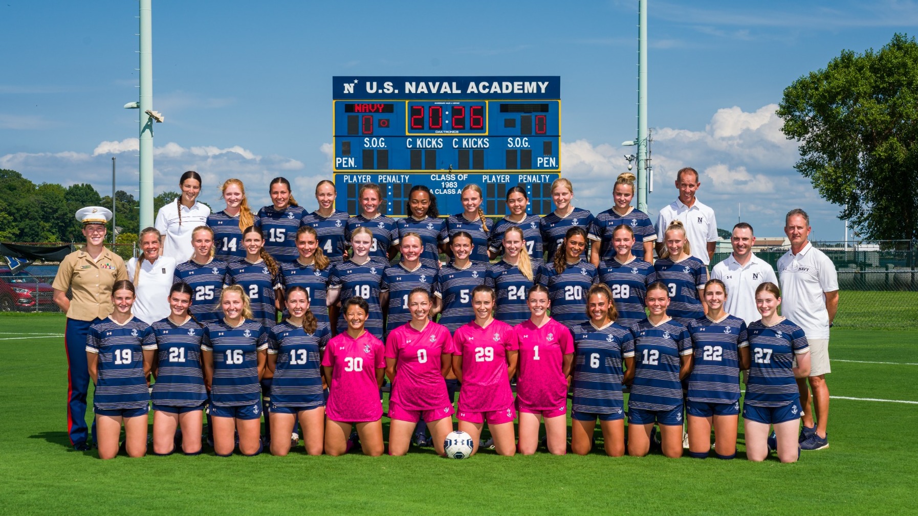 Photos taken during the Women's Soccer Team Photo at Glenn Warner Soccer Facility in Annapolis, MD. (Photo by Kevin Snyder / Navy Midshipmen)