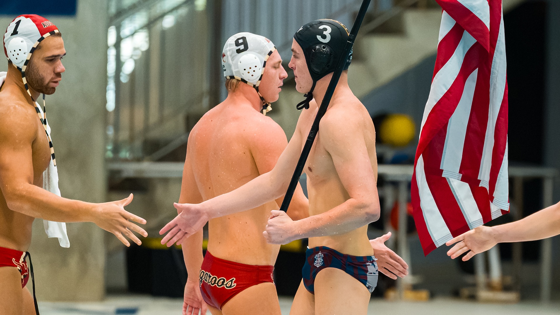 Declan Bartlett handshake line after Water Polo game