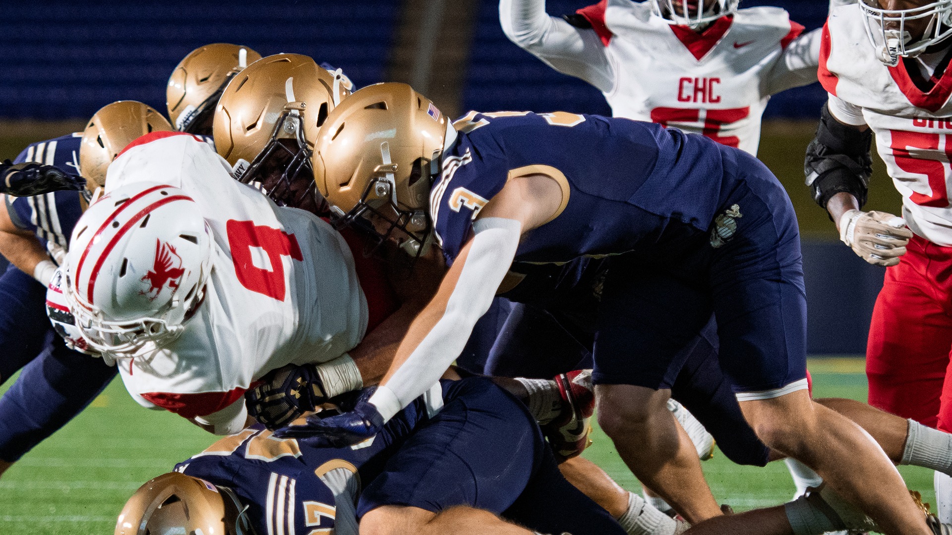 Sean Bettway making a tackle against Chestnut Hill