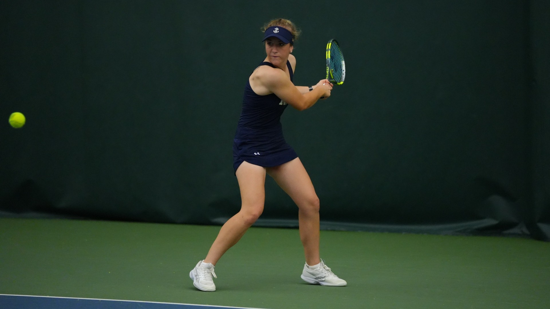 Navy freshman Mary Cain Webster competing in the Bill & Sandra Moore Invitational on September 20, 2-26 at the Tose Family Tennis Center in Annapolis, Md.