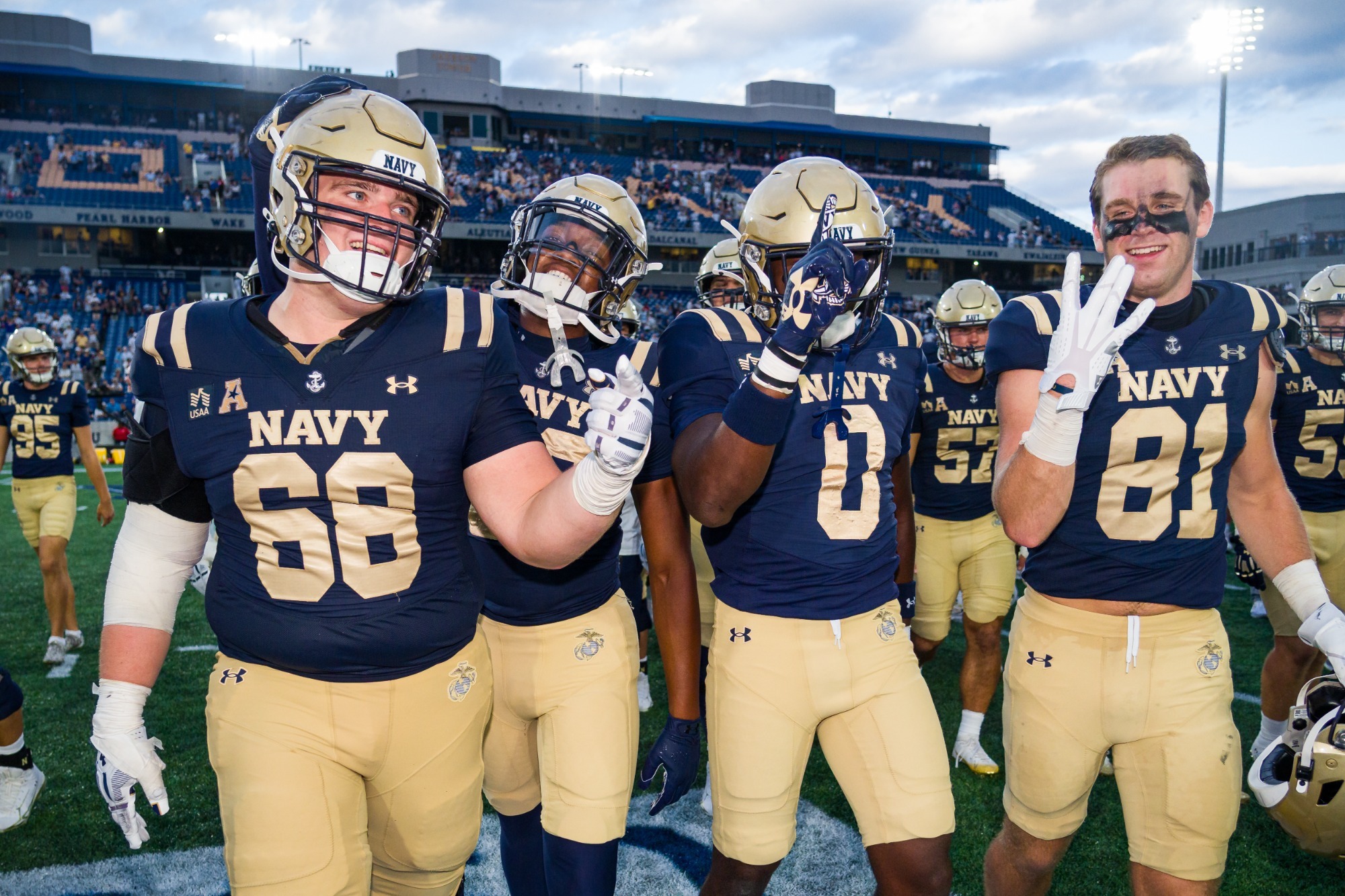Hoke Smith celebrates the Navy win