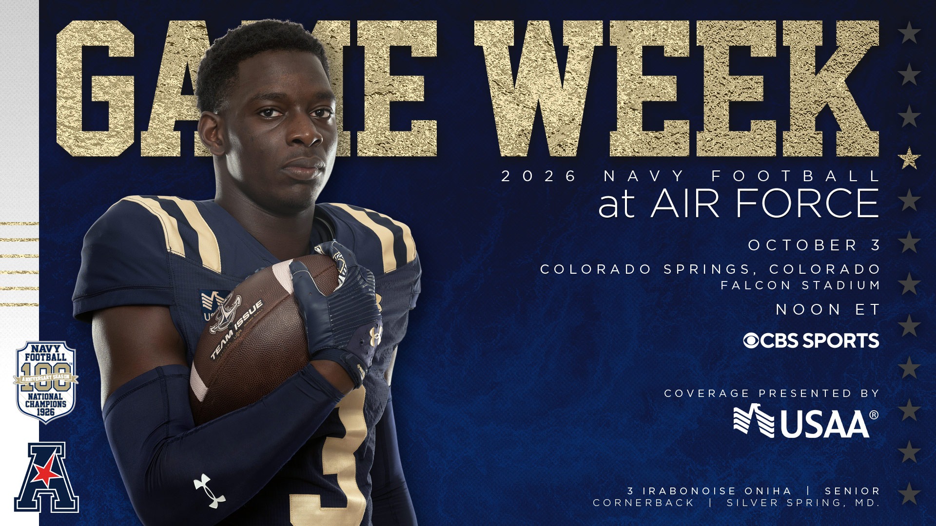2026 FB 10-3 Air Force Game Week Graphic
