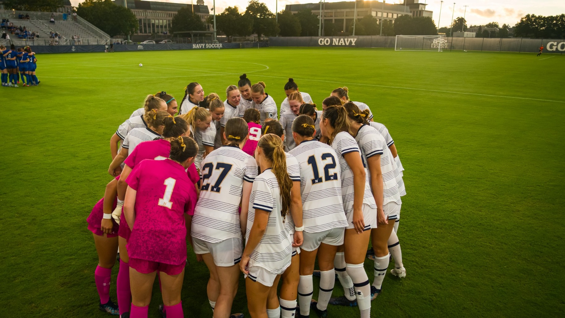 Women's Soccer Huddle prior to Air Force game