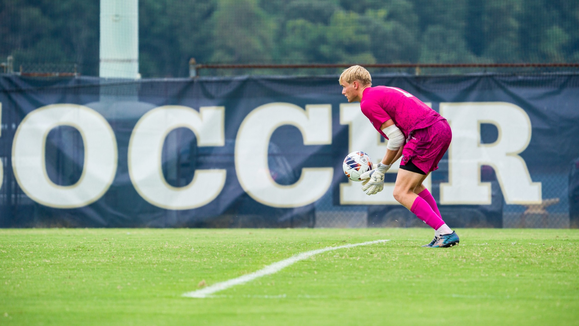 Navy sophomore goalkeeper Sam Clark vs. Presbyterian on Aug. 31, 2026 at Glenn Warner Soccer Facility in Annapolis, Md.