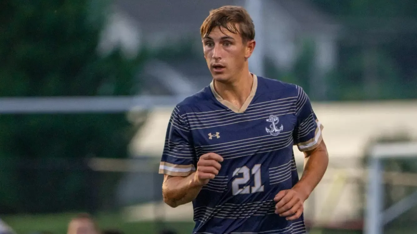 Navy junior forward Liam Plum at Mount St. Mary's on September 8, 2026 in Emmitsburg, Md.