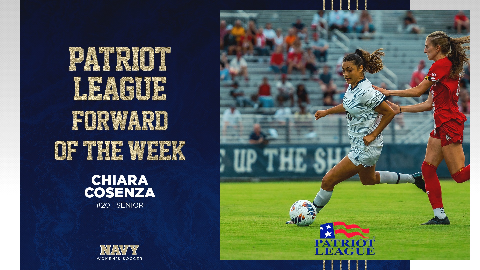 PL Awards: Chiara Cosenza winner of the Sept. 7 Patriot League Forward of the Week Award