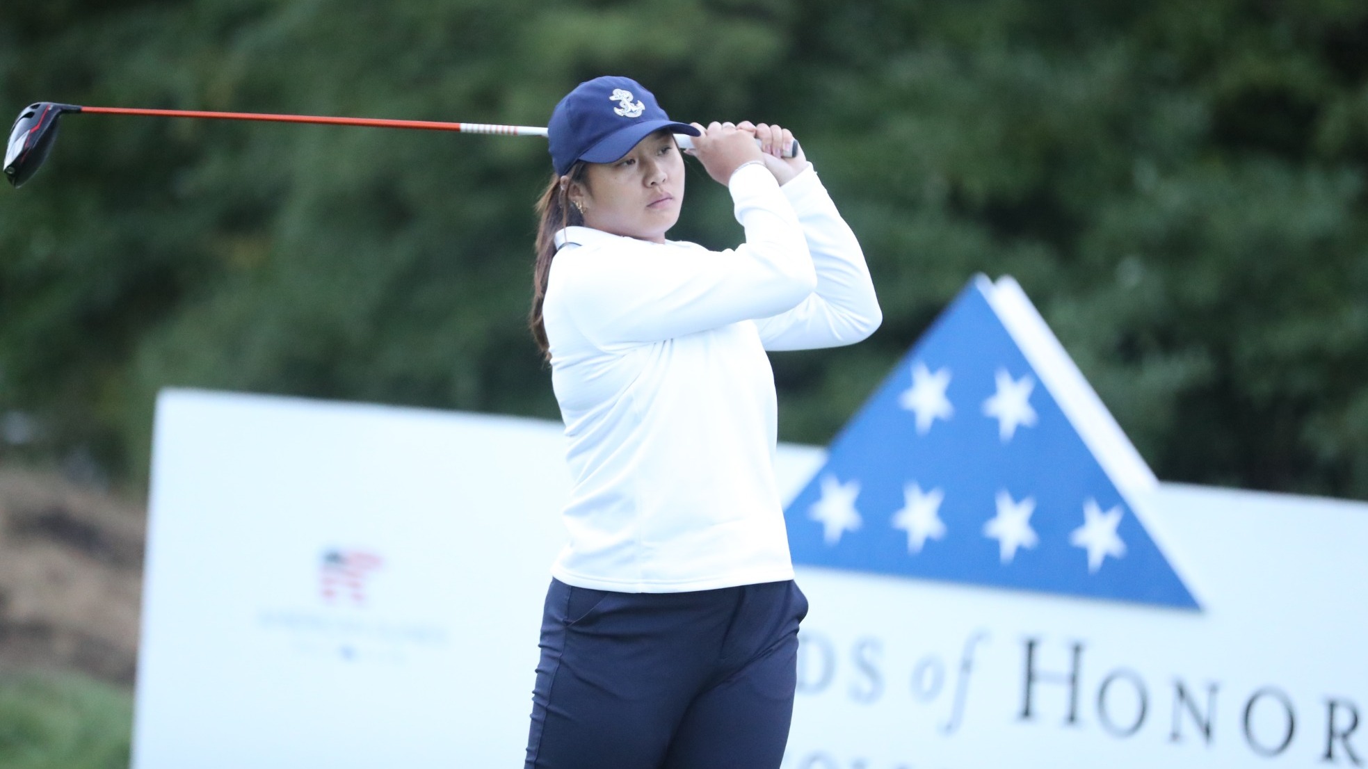Navy senior women's golfer Emma Tang at the opening round of the 2026 Folds of Honor Collegiate on September 7, 2026 in Grand Haven, Mich.