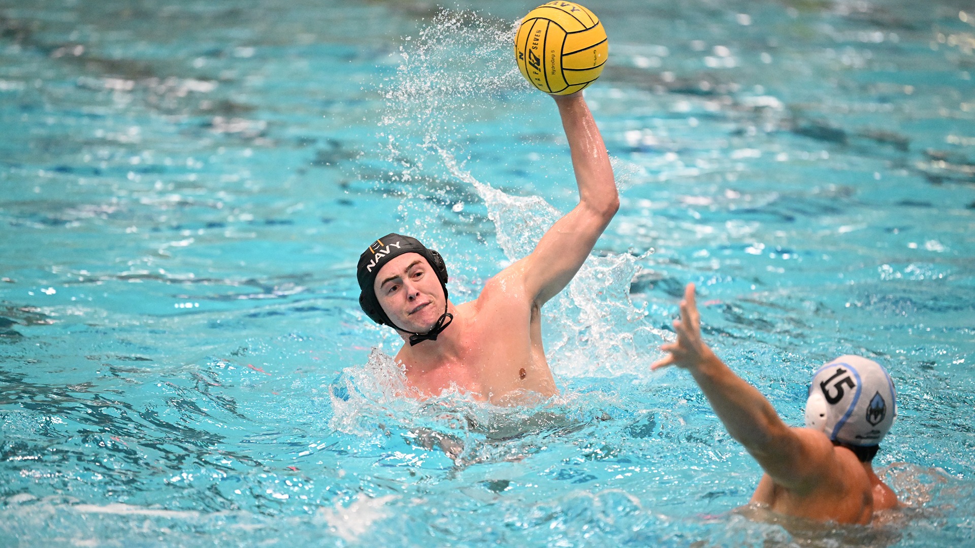 Declan Bartlett takes a shot against Johns Hopkins