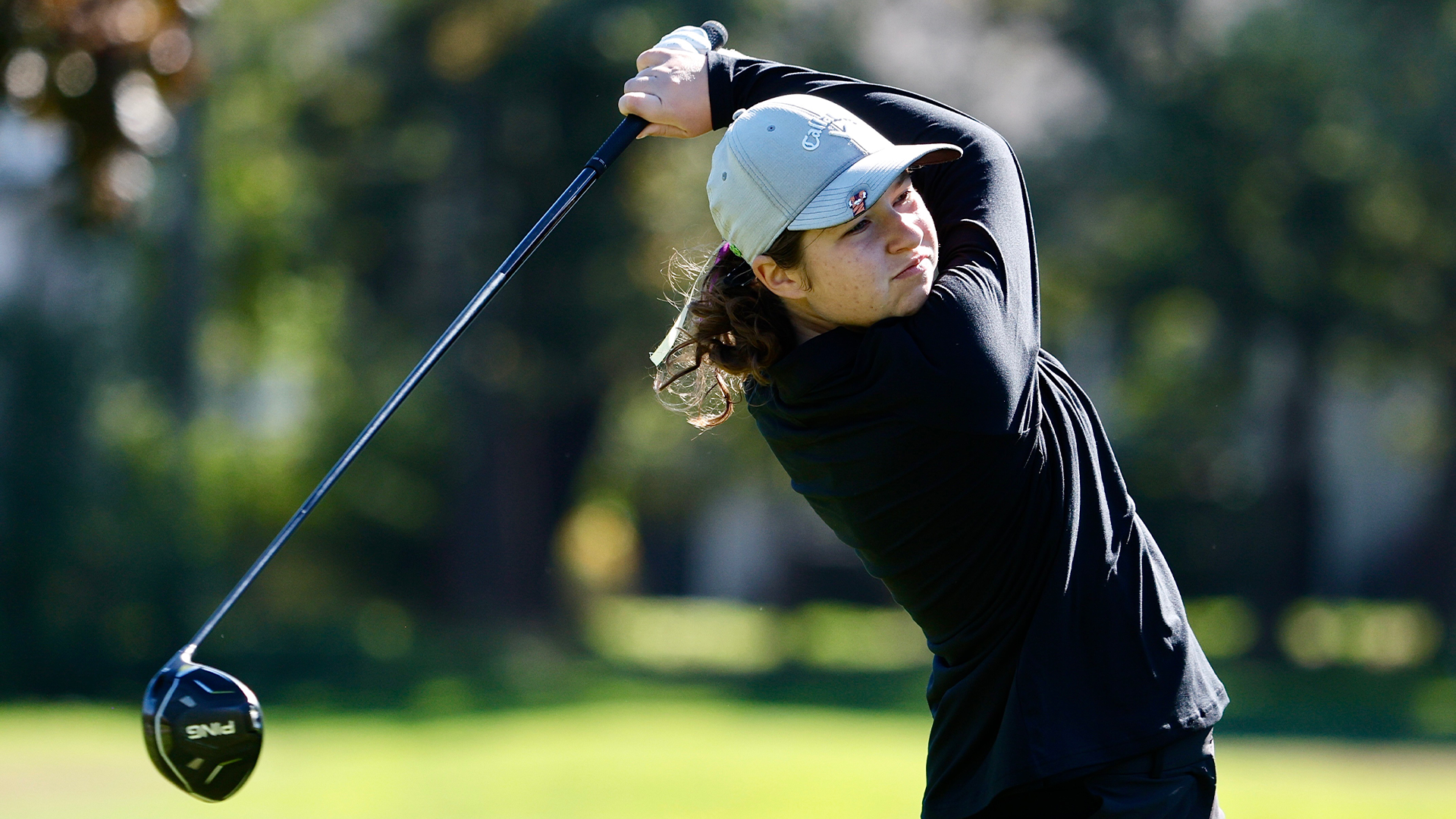 Emily Mayer driving at Nazareth Fall Invite 