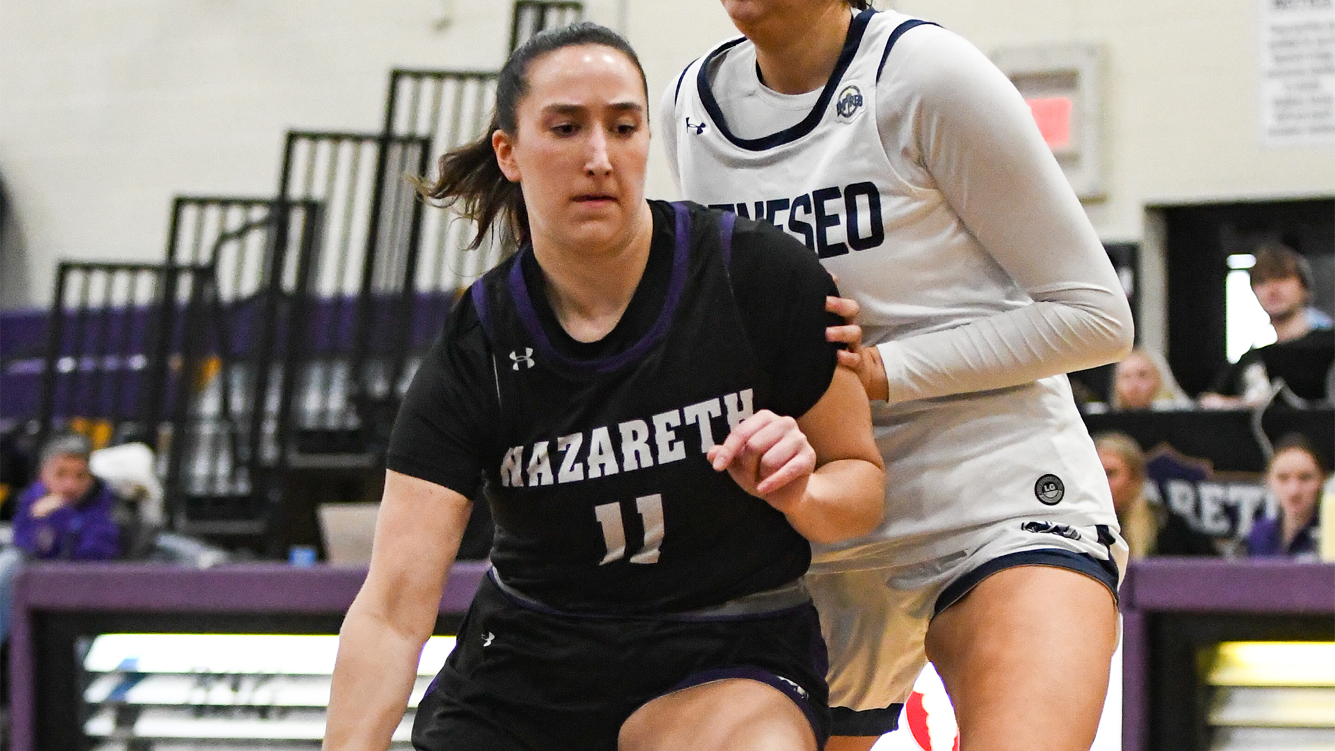 Leah Fusilli driving to the basket vs Geneseo 