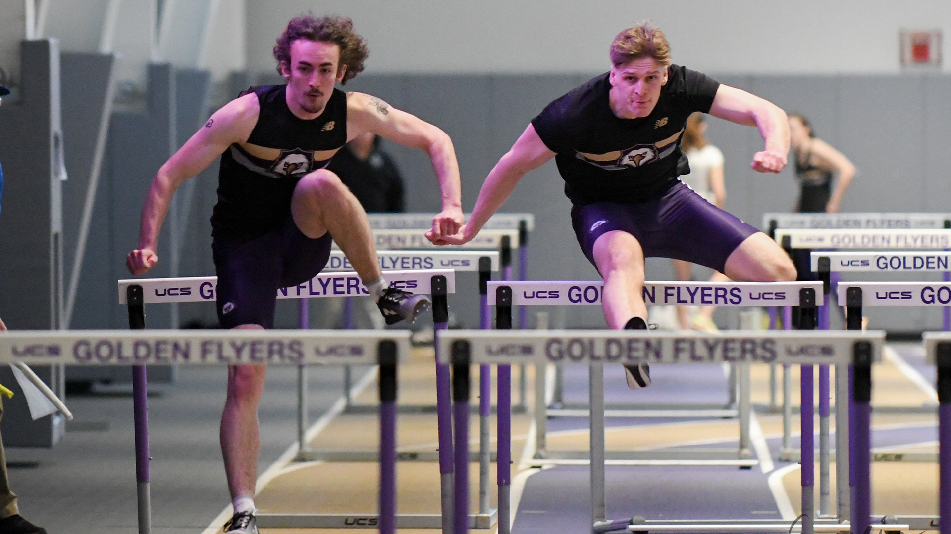 Pomykaj and Lund hurdling at 2026 e8 indoors 
