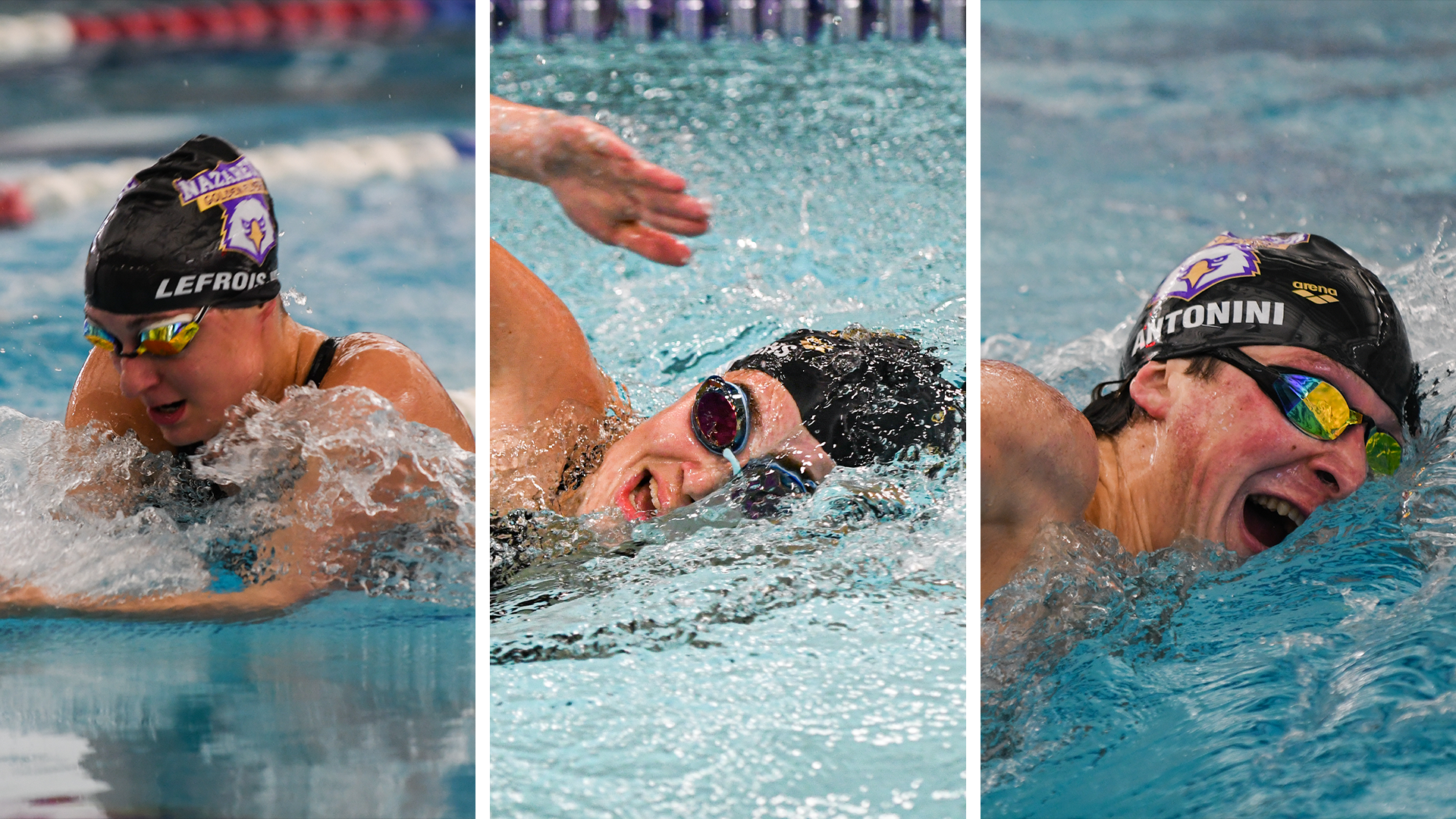 LeFrois-Heath, Burroughs and Antonini swimming 
