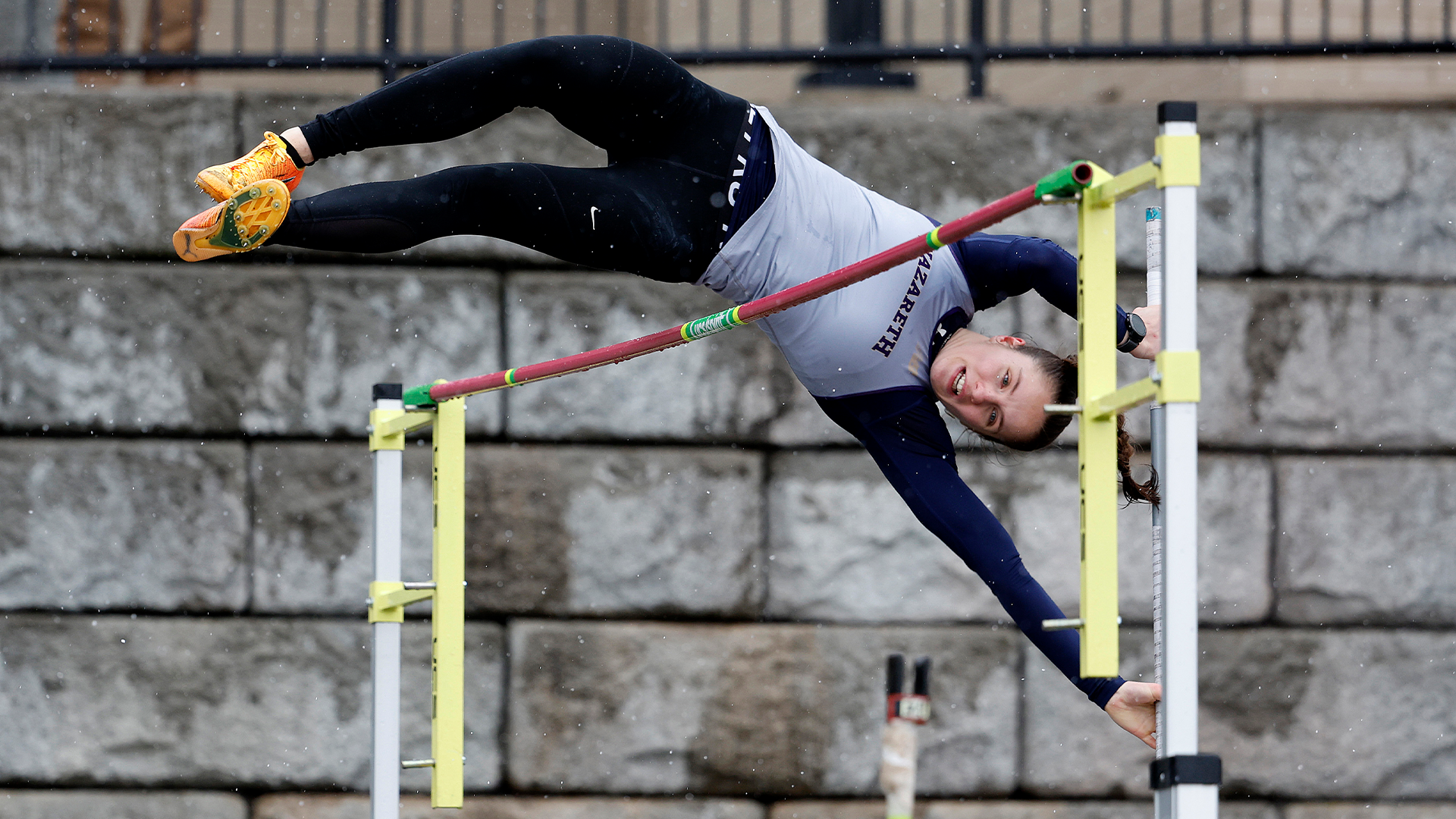Isabel Morse pole vaulting at Rochester