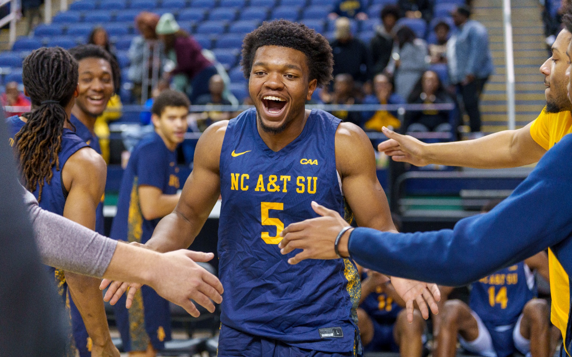 Lewis Walker (5) - 2025-26 A&T Men's Basketball at UNCG\ www.ncataggies.com - Photo by: Kevin L. Dorsey