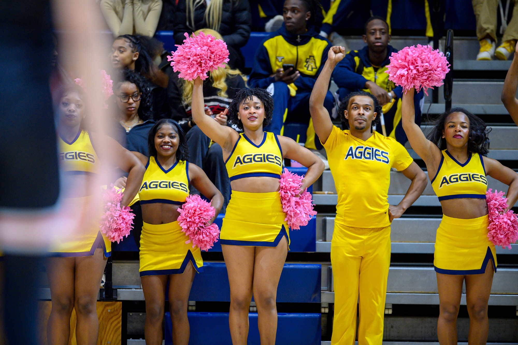 Aggie Cheer - 2024-25 A&T Men's Basketball vs Campbell \ www.ncataggies.com - Photo by: Kevin L. Dorsey