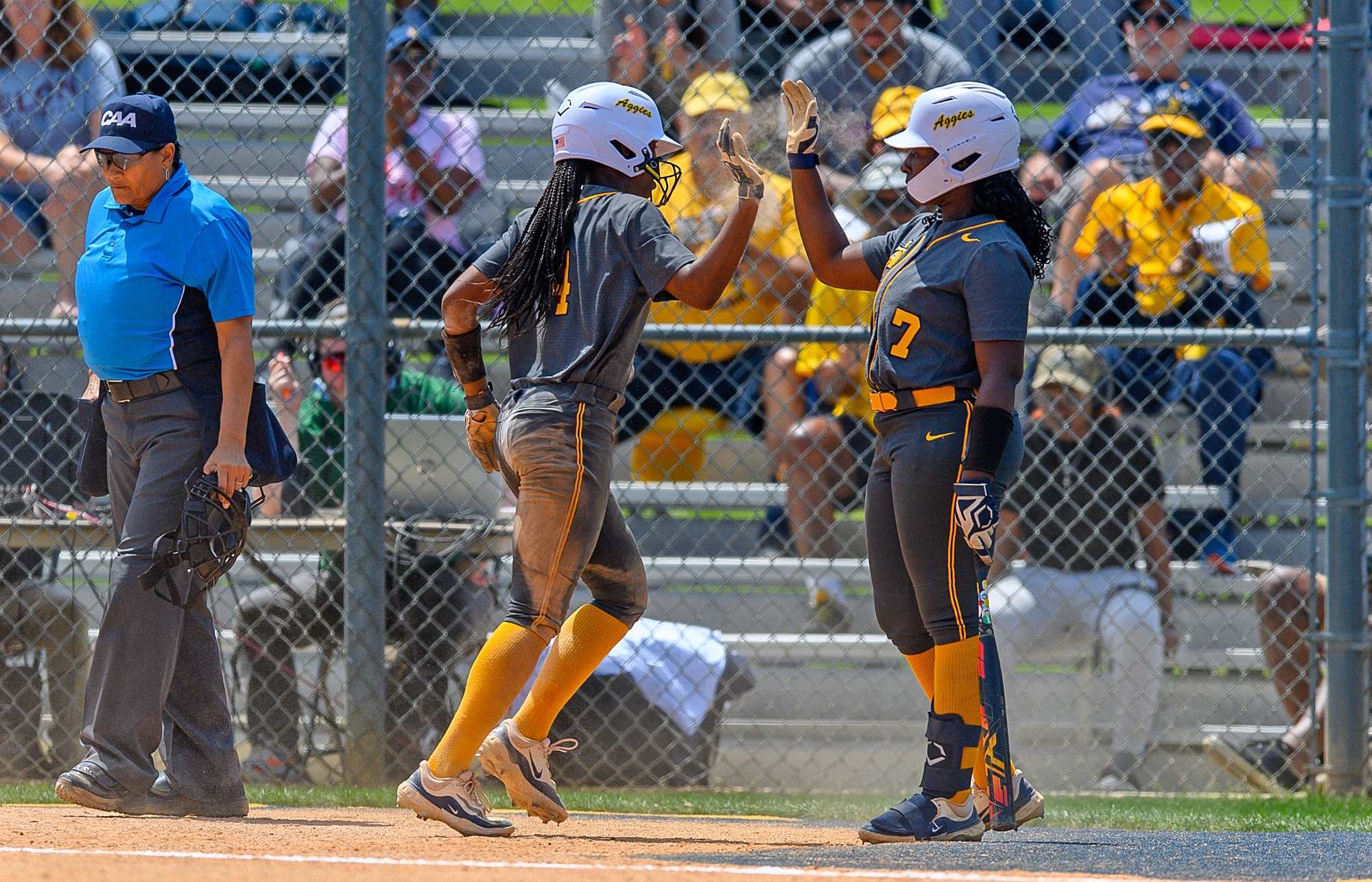 Katriel Williams (4) & Trinity Glover (7) - 2025 A&T Softball vs Elon (Game 3) \ www.ncataggies.com - Photo by: Kevin L. Dorsey